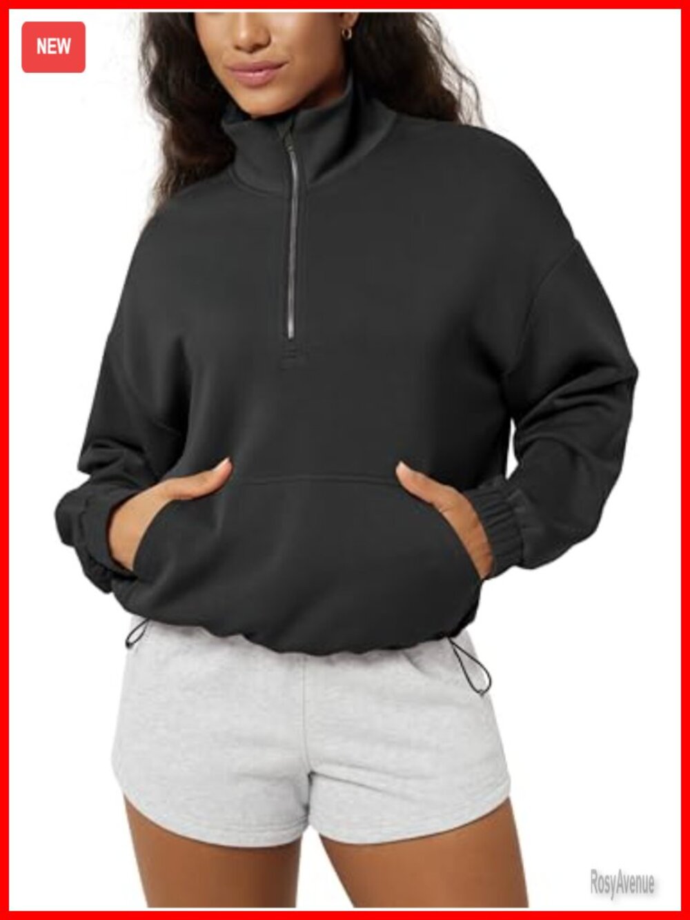 Modal Soft Oversized Half Zip Sweatshirt Funnel Neck Pullover with Pockets